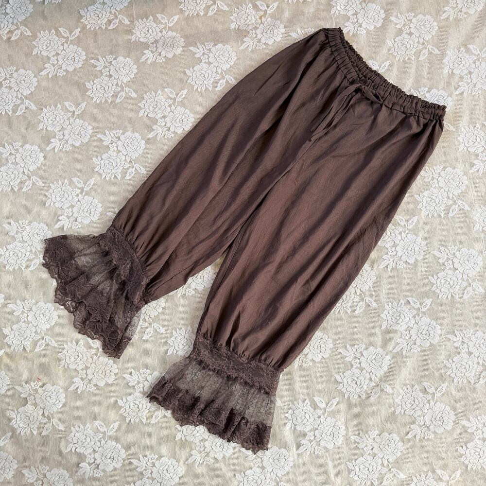 Natural Life Brown Lace Trim Harem Pants Size XS